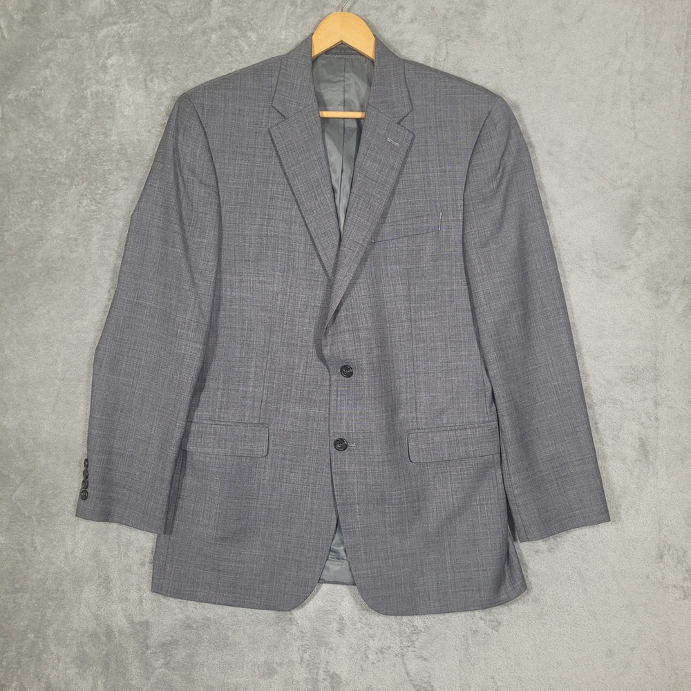 Chaps Mens 42L Gray 100% Wool Two Button Blazer Sport Coat Jacket